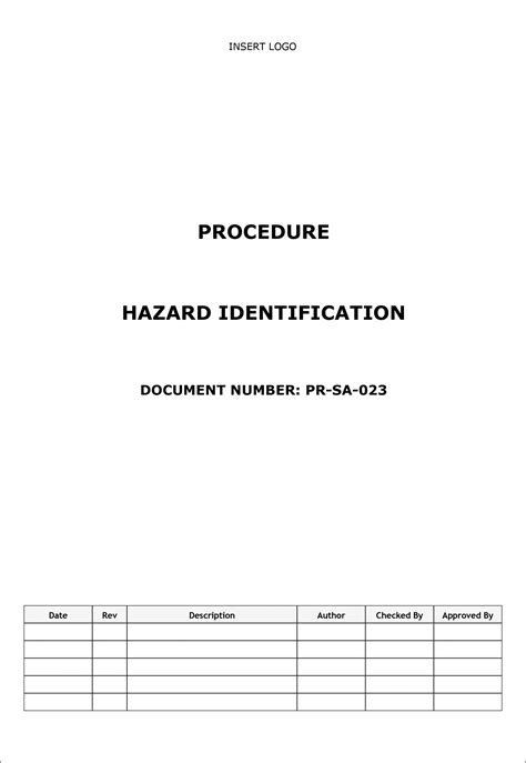 Procedure Hazard Identification Workplace Health And Safety