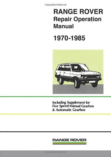 Range Rover 1970 85 Workshop Manual Motoring Books Chaters