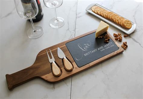 Personalized cheese board set, Custom cheese board With Utensils, Slate ...