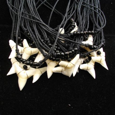 Bull Shark Tooth Necklace Black Beads - Oceanicshark