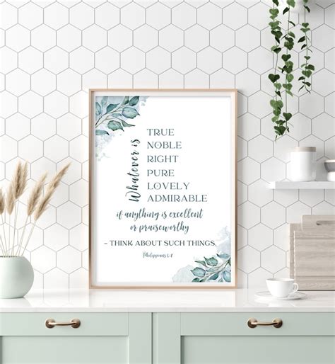 Philippians Printable Wall Art Whatever Is True Scripture Wall