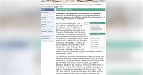 Preocupaci N En La Cidh Y Onu Por Campa A Contra Periodistas En Honduras