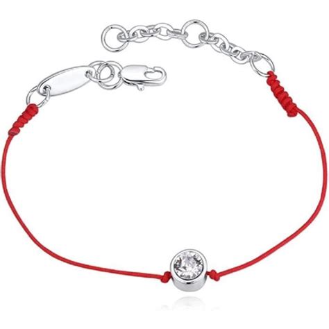 Bracelet Kabbale Cordon Rouge En Plaqué Or Blanc 18 Carats Bijoux Femme