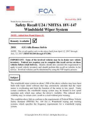 Fillable Online Fillable Online Safety Recall U Nhtsa V Fax