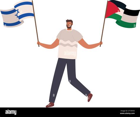 Palestine And Israel Man Waving Flags Stock Vector Image And Art Alamy