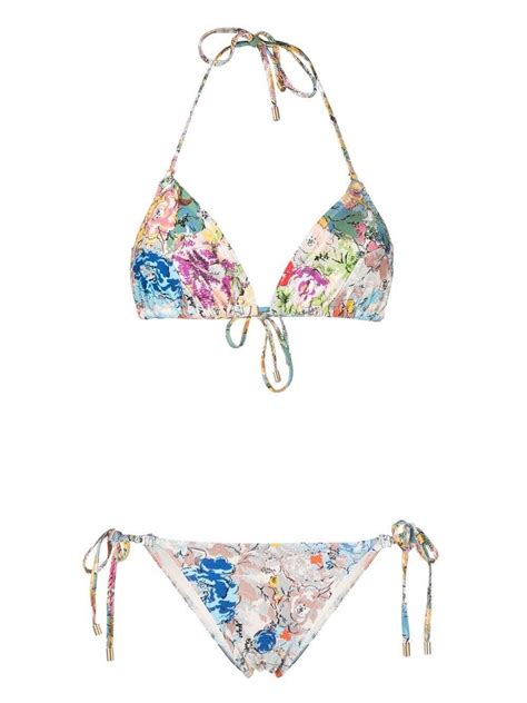 Buy Zimmermann Clover Floral Print Bikini Neutrals At 35 Off