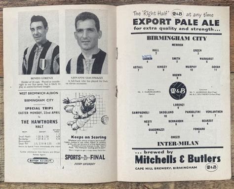 2 X 1957-1958 ORIGINAL EUROPEAN INTER CITIES FAIRS CUP PROGRAMMES ...