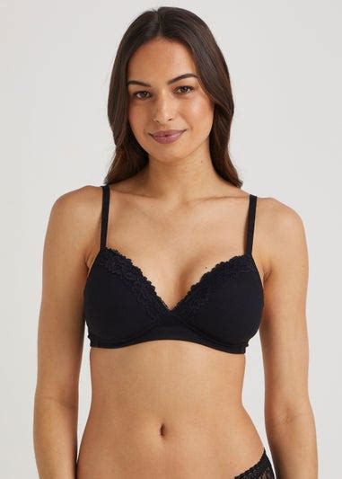 3 Pack Non Wired Ribbed Lace Bralettes Matalan