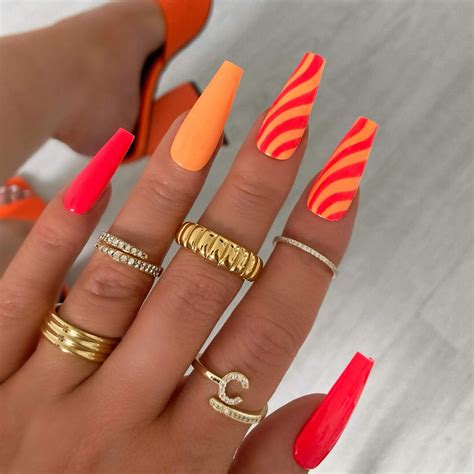 21 Cute Trending Orange Nails Sparkling Boy Ideas