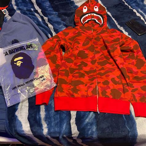 Red Bape Hoodie In 2024 Red Bape Hoodie Bape Hoodie Colorful Hoodies