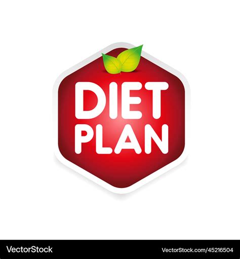 Diet plan red button with leaf Royalty Free Vector Image