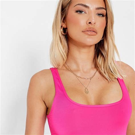 I Saw It First Scoop Neck Swimsuit Hot Pink Isawitfirst