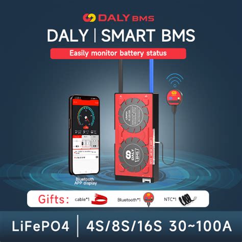 New Daly Smart Bms Lifepo4 4s 8s 16s 20s 30a 100a With Bluetoothcan Be