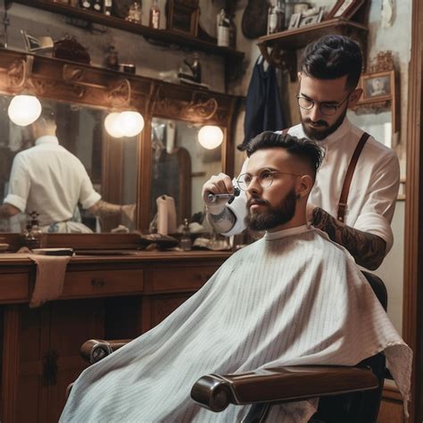 Premium Photo A Man Getting A Haircut In A Barber Shop