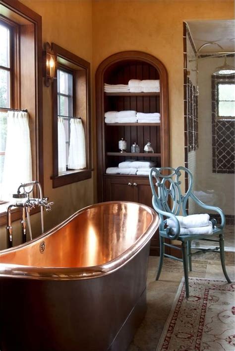 20 Rustic Bathroom Designs With Copper Bathtub