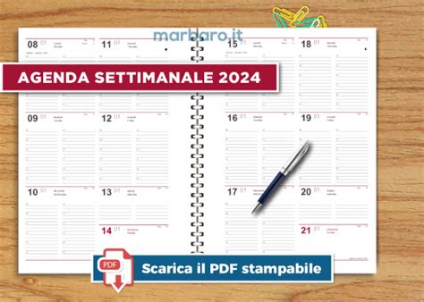 Agenda 2024 Da Stampare Settimanale Scarica Il Pdf Adesso