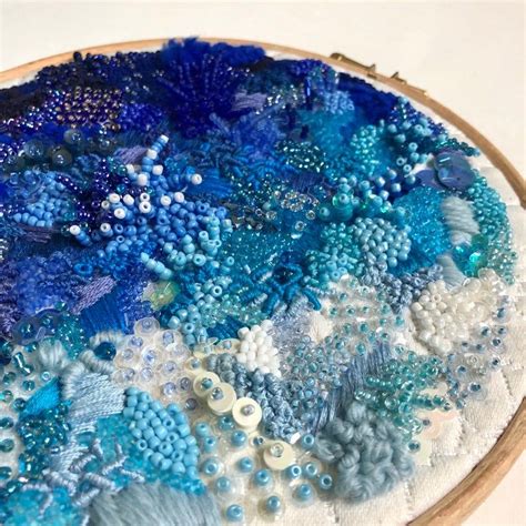 Coral Reef Art Hand Embroidered Hoop Art Coastal Embroidery Etsy In