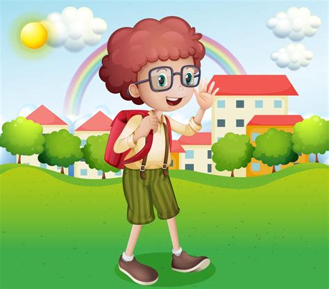 A boy going home from school 522790 Vector Art at Vecteezy