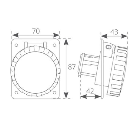 PRESA STAGNA 2P T 220V 16A IP67