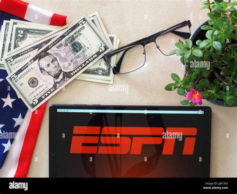 In this photo illustration, ESPN (Entertainment and Sports Programming Network) logo seen ...