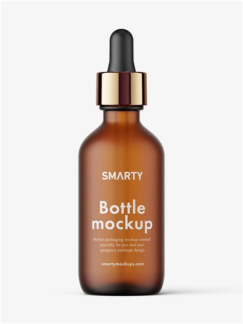 Amber Frosted Dropper Bottle Mockup Smarty Mockups