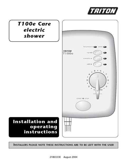 Triton T100e Shower Pdf Ac Power Plugs And Sockets Fuse Electrical