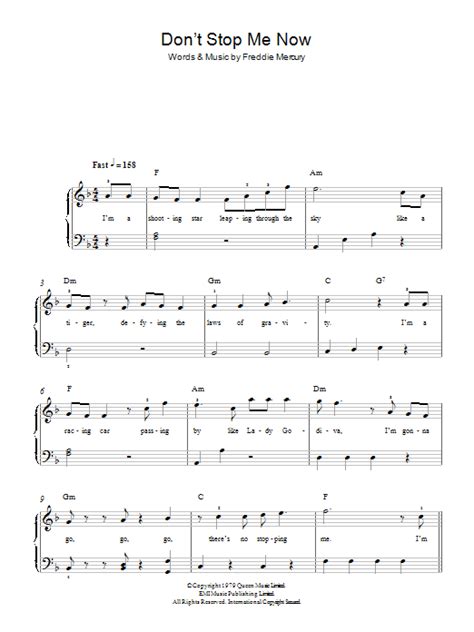 Don T Stop Me Now By Queen Sheet Music For Easy Piano At Sheet Music Direct