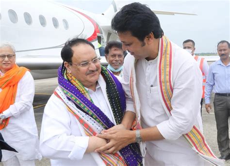 Grand Welcome Of Honble Bjp National President Shri Jp Nadda On Arrival At Mbb Airport