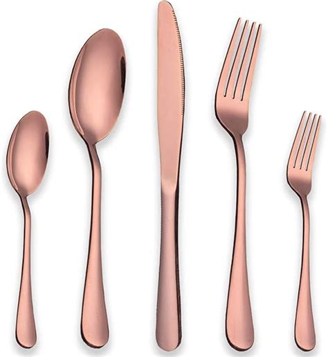 Berglander Stainless Steel Cutlery Set Copper Color Piece Rose Gold