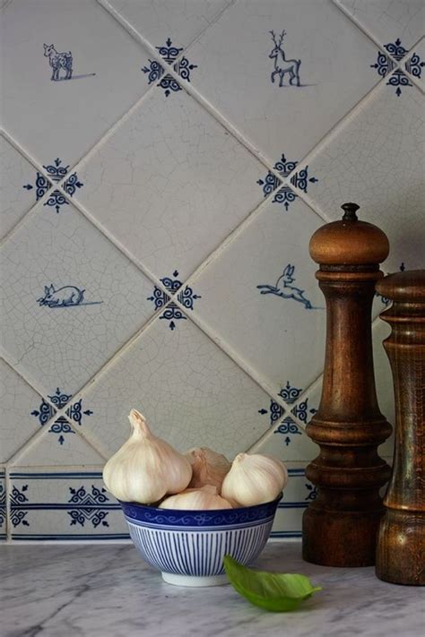 Delft Tile In The Kitchen The Glam Pad Hand Painted Tiles Kitchen