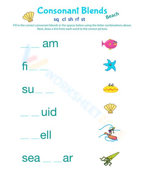 Consonant Clusters Worksheet