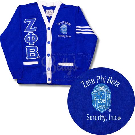 Zeta Phi Beta ΖΦΒ Cardigan Sweater With Double Stitched Twill Embroide