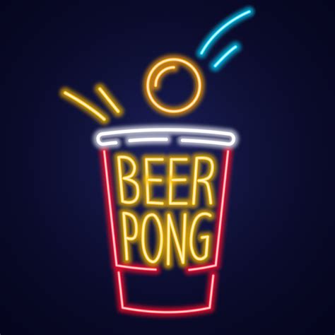 Red Beer Pong Illustration Plastic Cup And Ball With Splashing Beer