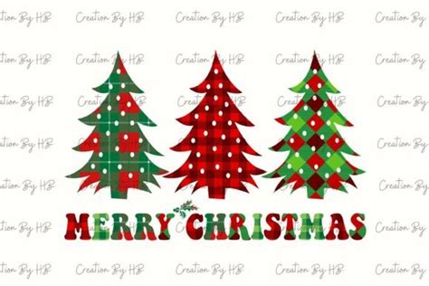 Merry Christmas Buffalo Plaid Trees Png Graphic By Creation By Hb