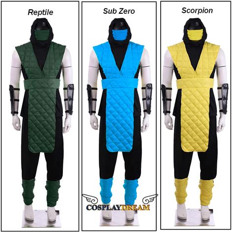 Men S Mortal Kombat Sub Zero Reptile Scorpion Cosplay Costume Suit With