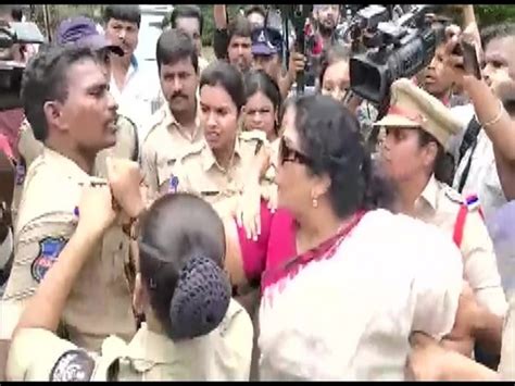 Renuka Chowdhury Holds Cop By His Collar In Hyderabad At Congress