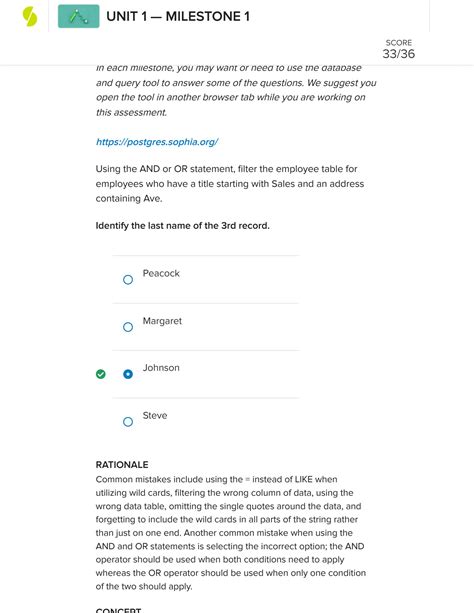 Solution Sophia Introduction To Relational Databases Unit Milestone