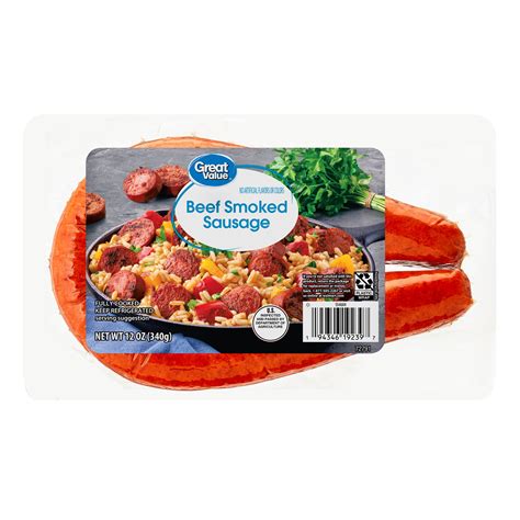 Great Value Fully Cooked Beef Smoked Sausage 12 oz Vacuum Pack ...