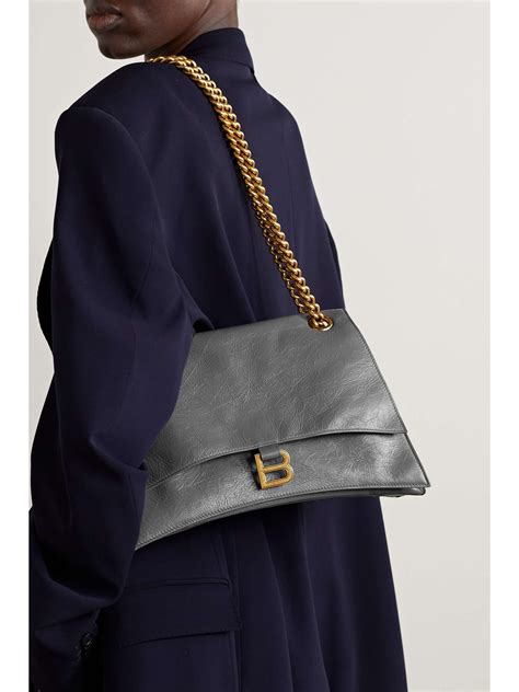 BALENCIAGA Hourglass crinkled-leather shoulder bag | NET-A-PORTER