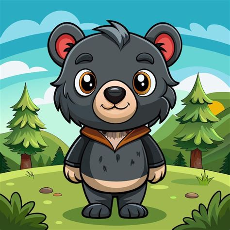 Una Caricatura De Un Oso Con Una Camisa Que Dice Oso Vector Premium