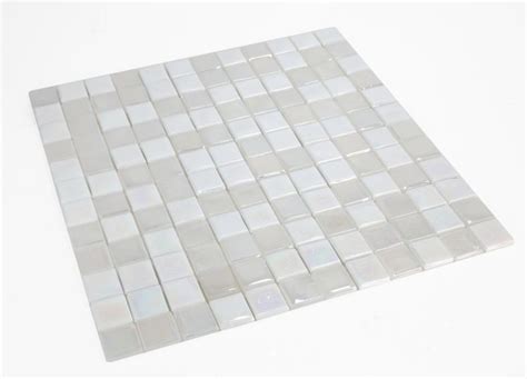 1x1 Square Pattern Mixed White Stained Glass Mosaic Tile | Pool Rated Tile