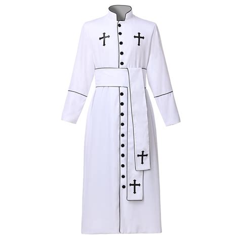 Mens Priest Cassock Pastor Robe Church Robe Clergy Roman Cassock Belt