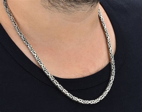 5mm Byzantine Chain For Men In Sterling Silver Bali Byzantine Etsy