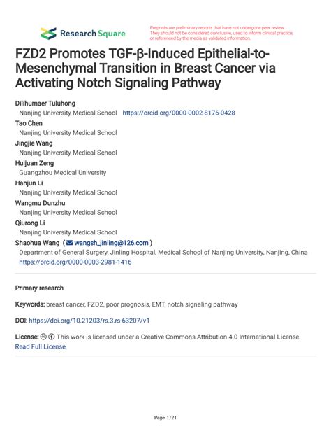 Pdf Fzd2 Promotes Tgf β Induced Epithelial To Mesenchymal Transition