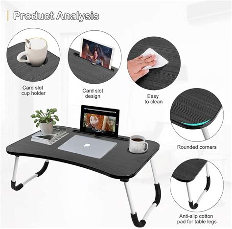 Portable Folding Laptop Table With IPad And Cup Holder Black 0280008a