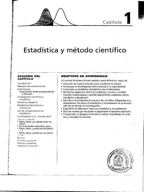 Pagano 2018 Estadistica Estadistica Y Metodo Cientifico Cap1 Pag 3 21 Pdf