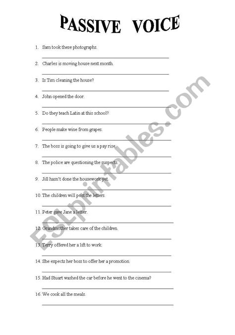 Passive Voice Sentences Esl Worksheet By Humanity