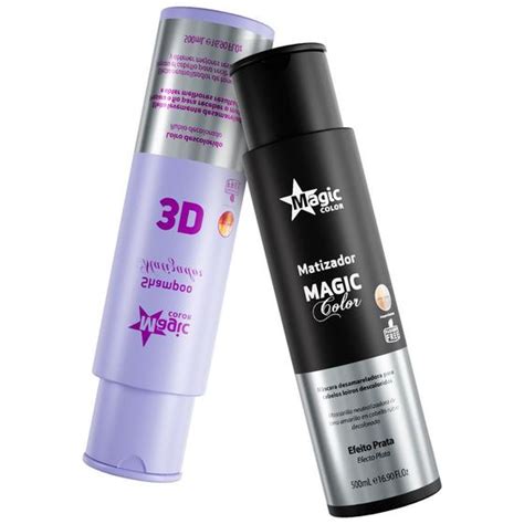 Kit Magic Color Shampoo 500ml Matizador Efeito Prata 500ml Material Escolar Magazine Luiza