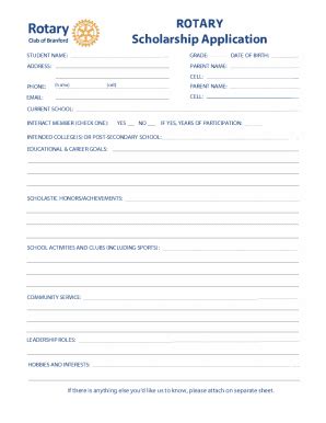 Fillable Online ROTARY Scholarship Application Fax Email Print PdfFiller