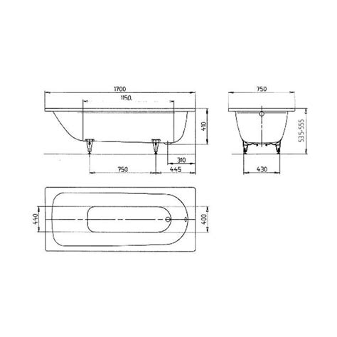 Kaldewei Saniform Plus Baignoire Rectangulaire Avec Pieds X Cm